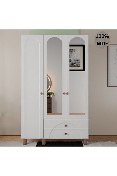 comiet Soprano ayaklı tasarım aynalı 3 kapak MDF Gardırop