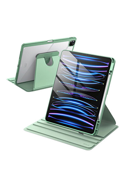 Fuchsia iPad Air 13 inc 2024 ile Uyumlu 360 Derece Dönebilen Yatay Dikey Stan...