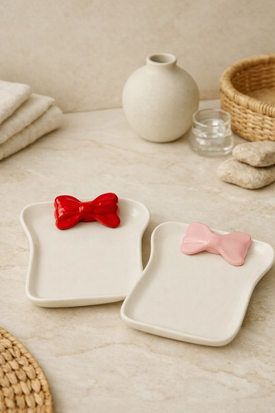 Anadolu Saray Fiyonk Detaylı 2li Seramik Ekmek Dilimi Sunum Tabağı | Kahvaltı...