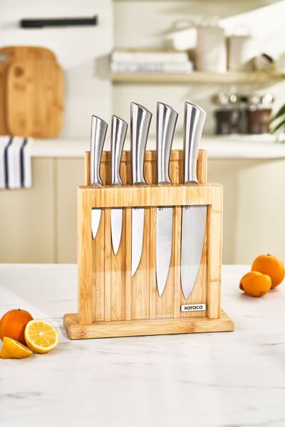 Karaca Samuray Nagoya Vigor Japon Çeliği Standlı 7 Parça Bıçak Seti Ve Kesme ...