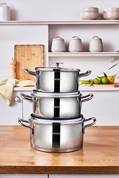 Karaca Vapor New 6-Piece Midi Steel Pot Set with Induction Base