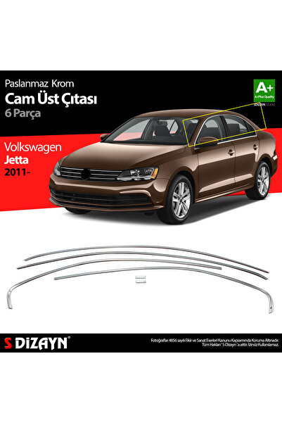 S Dizayn S-Dizayn VW Jetta Krom Cam Üst Çıtası 6 Prç. 2011-2019 7614070