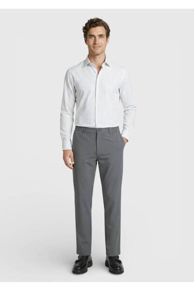 Ramsey Gray Plain Woven Jogging Fit Casual Cotton Blended Trousers