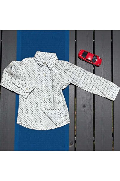 RİNDO KİDS Long Sleeve Poplin Shirt with Patterned Collar Gray