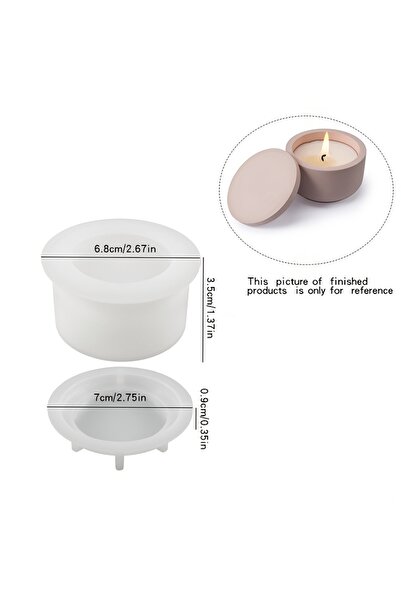 Choice قالب سيليكون دائري واحد مع غطاء لجرة شمع DIY - قالب صنع برطمان شمع عطر...