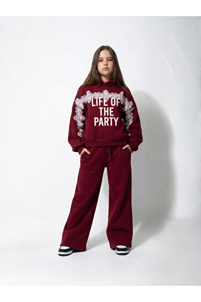 HayKids Κοριτσίστικο Φούτερ Σετ Φόρμας με Κουκούλα σε Κόκκινο Μπορντό