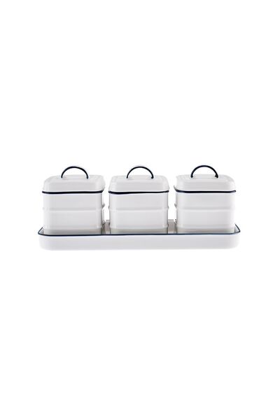 Karaca Deny Line 3-Piece Spice Set with Silicone Lid and Stand