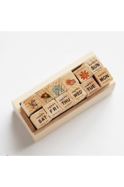 Choice مجموعة من 12 قطعة من الطوابع الخشبية الكرتونية القديمة، صغيرة ولطيفة، ...