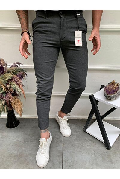 Ser Joven Ανδρικό παντελόνι Anthracite εφαρμοστό με σχέδιο Armür ελαστικό ύφασμα