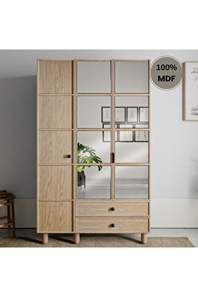 comiet Piano ayaklı tasarım aynalı 3 kapak MDF Gardırop