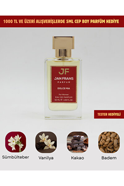 JF JAN FRANS Dolce Mia - Vanilya Vanilyalı Çiçeksi Kokulu 50ml Kalıcı Edp Kad...