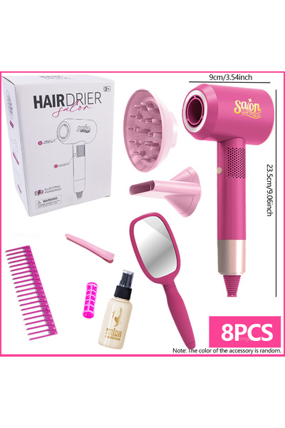 Choice مجموعة صالون تجميل للأطفال من 8 قطع من Chriyungel مع مجفف شعر وهمي ولع...