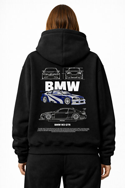 Altair Tr سويت شيرت أسود قصة فضفاضة للجنسين من BMW M3 GTR İnnerwork B مطبوع K...