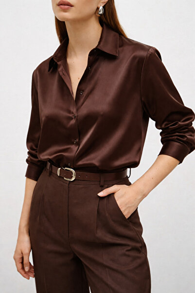 Ruby Wear Kadın Saten Dökümlü Gömlek