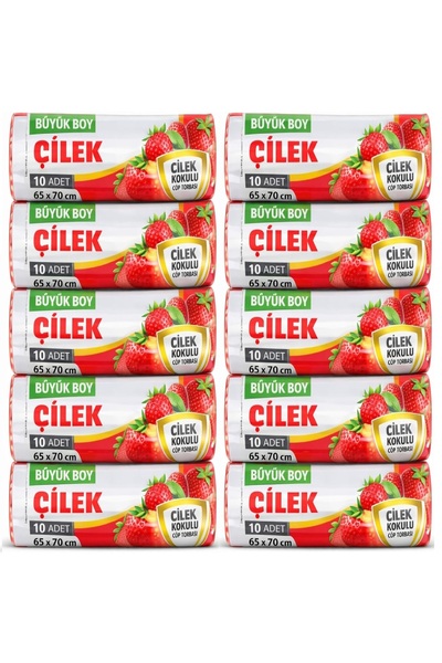 coverest كيس قمامة كبير الحجم برائحة الفراولة - حقيبة 65x70 سم 60 لتر مقاومة ...