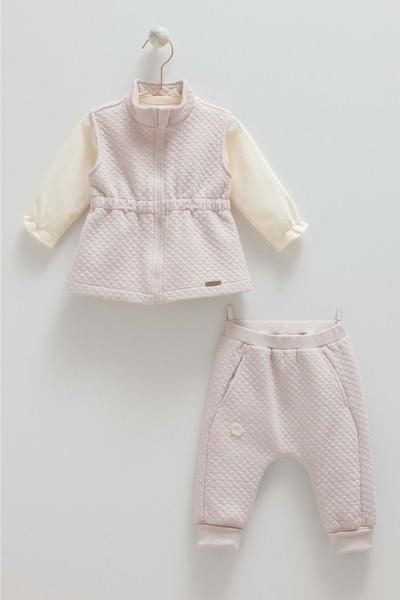 Caramell Love Hugs Flower Detail Y Vest Set Triple Bottom Top Set Lilac