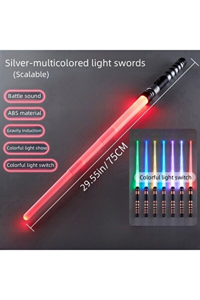 Choice سيف ضوئي فضي قابل للسحب للأطفال، قطعة واحدة، بسبعة ألوان، مع مؤثرات صو...