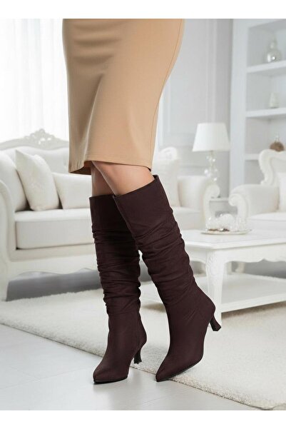 37Numara BÜYÜK NUMARA KADIN SÜET ÇİZME 41-42-43-44-KAHVERENGİ SÜET
