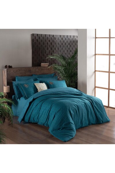 Sarev Ederlezi Twin Size 100% Cotton Flannel Duvet Cover Set Turquoise
