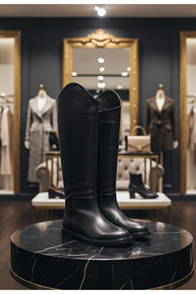 37Numara BÜYÜK NUMARA KADIN HAKİKİ DERİ ÇİZME 41-42-43-44-SİYAH DERİ