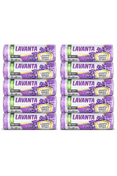 coverest Orta Boy Lavanta Kokulu Büzgülü Çöp Torbası - Poşeti 55x60 cm 40 Lit...