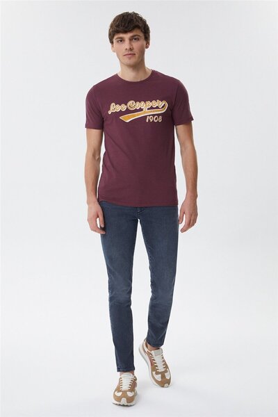 Lee Cooper Hardy pentru bărbați bumbac 100% O Neck tricou Prune