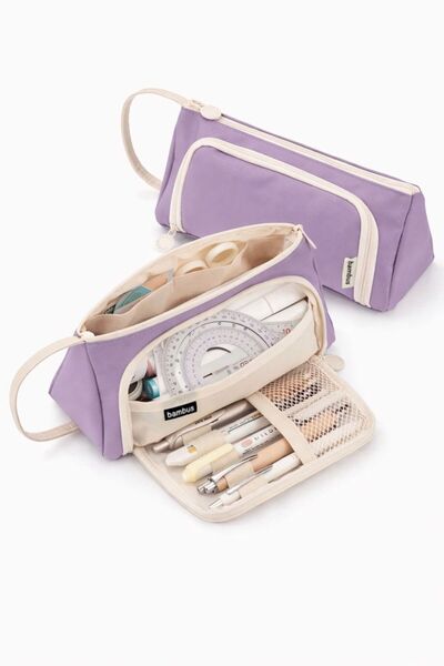 GlassySKY Çok Bölümlü Öğrenci/ofis Malzeme/makyaj Üçgen Pencereli Kumaş Kalem...