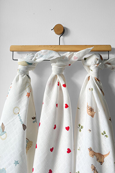 COOLMINIES Çok Amaçlı Müslin Örtü 3’lü Set, Müslin Yenidoğan Bebek Battaniyes...