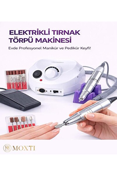 Moxti Elektrikli Profesyonel Tırnak Törpü Makinesi – Manikür & Pedikür Frezes...
