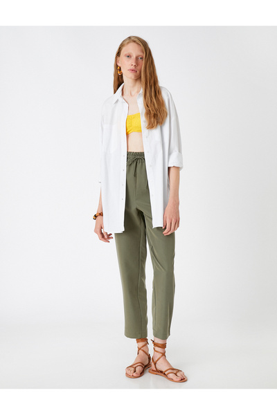 Koton Kalhoty s kravatou v pase Modal Blended