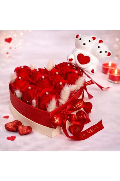 velve Aranjament floral Intimissimo, 10 trandafiri de sapun, lagurus criogena...