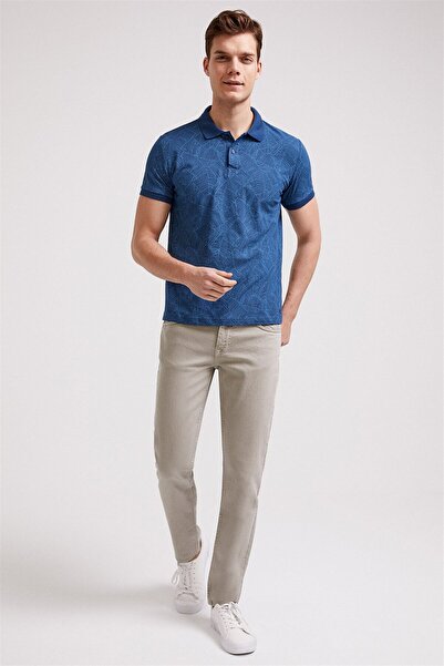 Lee Cooper Caesar Erkek %100 Pamuk Baskılı Polo Yaka T-Shirt İndigo