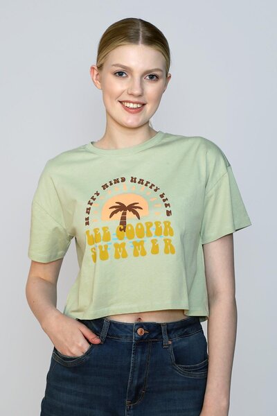 Lee Cooper Addy Women's 100% Cotton O-Neck T-Shirt Light Khaki