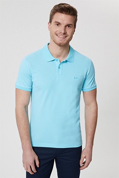 Lee Cooper Twins Men's 100% Cotton Polo Collar T-Shirt Turquoise