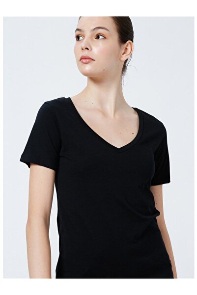 Lee Cooper Carole Women's 100% Cotton V-Neck T-Shirt Black