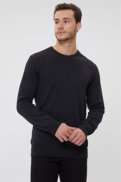 Lee Cooper Aiden Men's 100% Cotton Crew Neck Sweater Anthracite