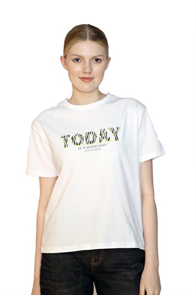 Lee Cooper Sany Women's 100% Cotton O-Neck T-Shirt White