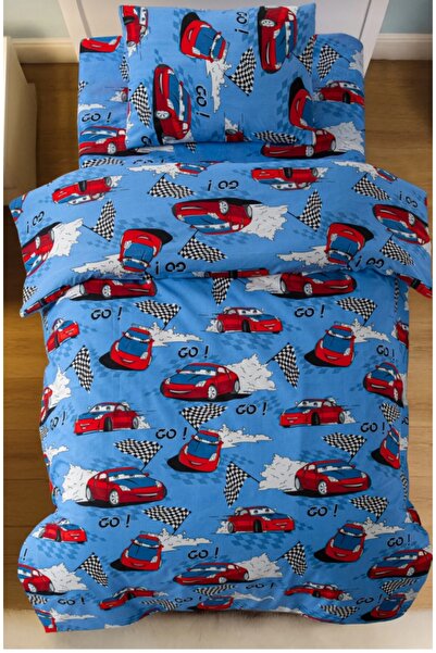 EVRİZON Set de lenjerie de pat cu model de mașină pentru băieți