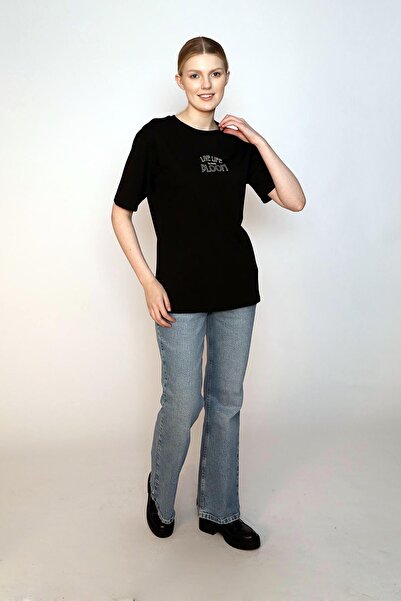 Lee Cooper Lades Women's 100% Cotton O-Neck T-Shirt Black