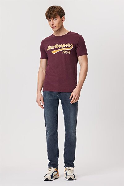Lee Cooper Hardy Men's 100% Cotton O-Neck T-Shirt Plum