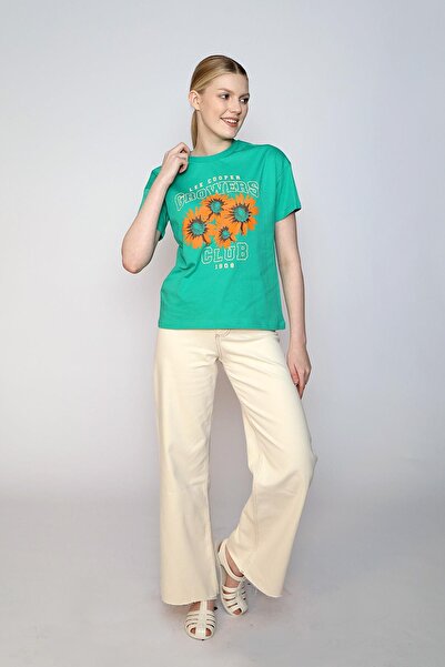 Lee Cooper Kayle Women's 100% Cotton O-Neck T-Shirt Green