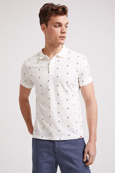 Lee Cooper Sail Men's 100% Cotton Polo Neck T-Shirt Ecru