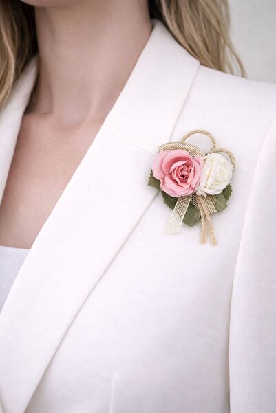 Gönülden Tasarım Çift Çiçekli Broş Yaka İğnesi 8x8 Cm