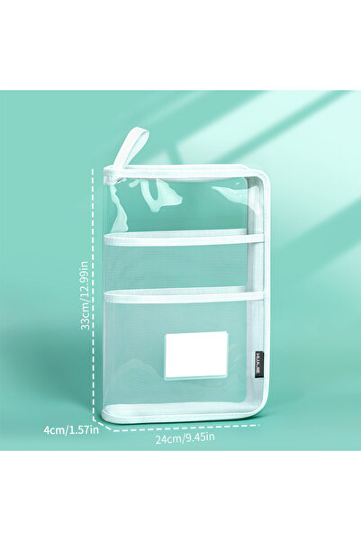 Choice حقيبة مستندات شفافة بيضاء من هواجي، مقاس A4، مقاومة للماء، مزودة بسحاب...