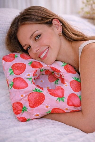 moonzy - minimalist & cozy Piercing Yastığı – Yıkanabilir Kılıflı Çilek – Kul...