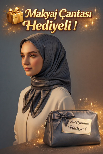 Picasso İpek Görünümlü Koyu Gri Kristal Eşarp – Twill Şık Tasarım 90x90