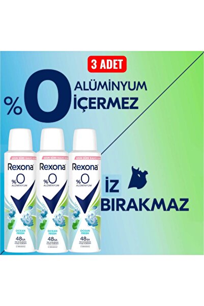 Rexona Kadın Sprey Deodorant Ocean Fresh %0 Alüminyum 150 ml X 3 ADET