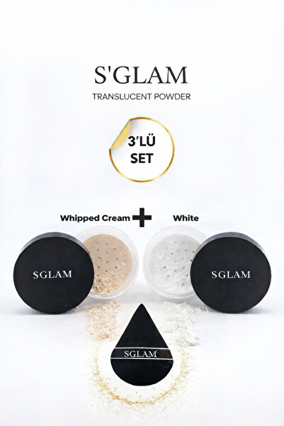 S'GLAM Pudra Seti Ve Pudra Süngeri (Bej-White)
