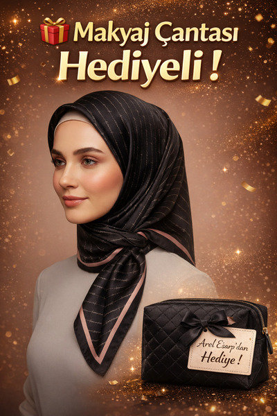 Picasso İpek Görünümlü Siyah Kristal Eşarp – Twill Şık Tasarım 90x90