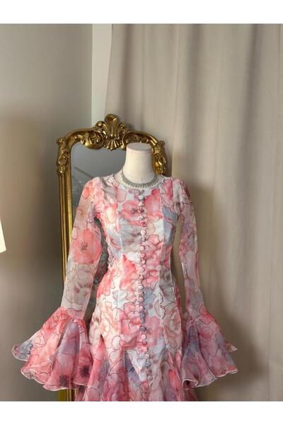 vanus fashion 5980- فستان ميدي مشجر